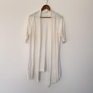 Eileen Fisher Sweater Womens Large Linen Cotton Lightweight Open Front Cardigan